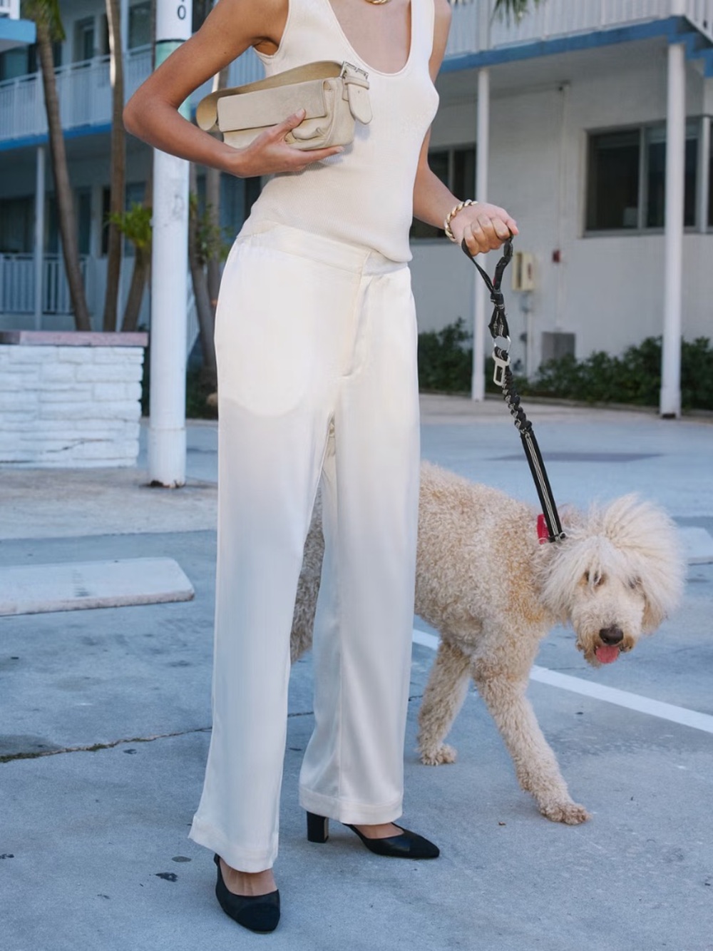 djerf avenue satin pants ivory s